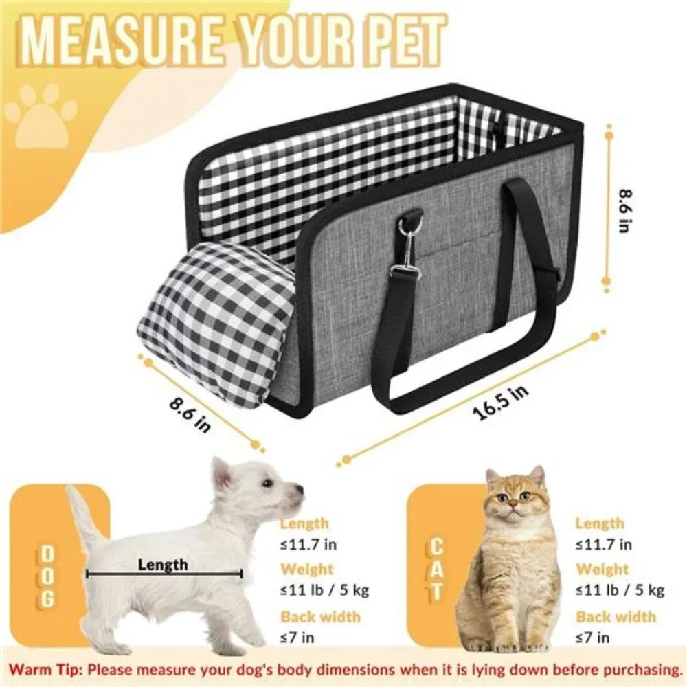 Console Dog Car Seat - Portable Dogs Armrest Booster Seat for Small